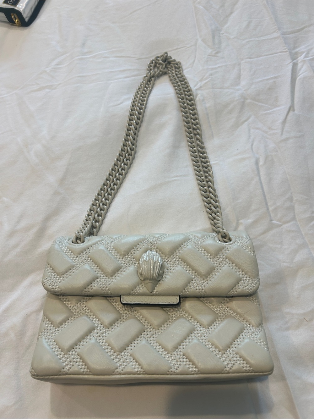 Kurt Geiger Quilted Shell Accent Shoulder Bag in Light beige